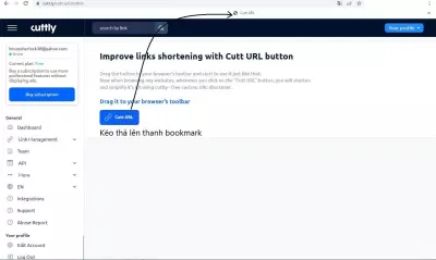 Kéo thả nút Cutt URL để tạo bookmarklet (Ảnh: BlogAnChoi).