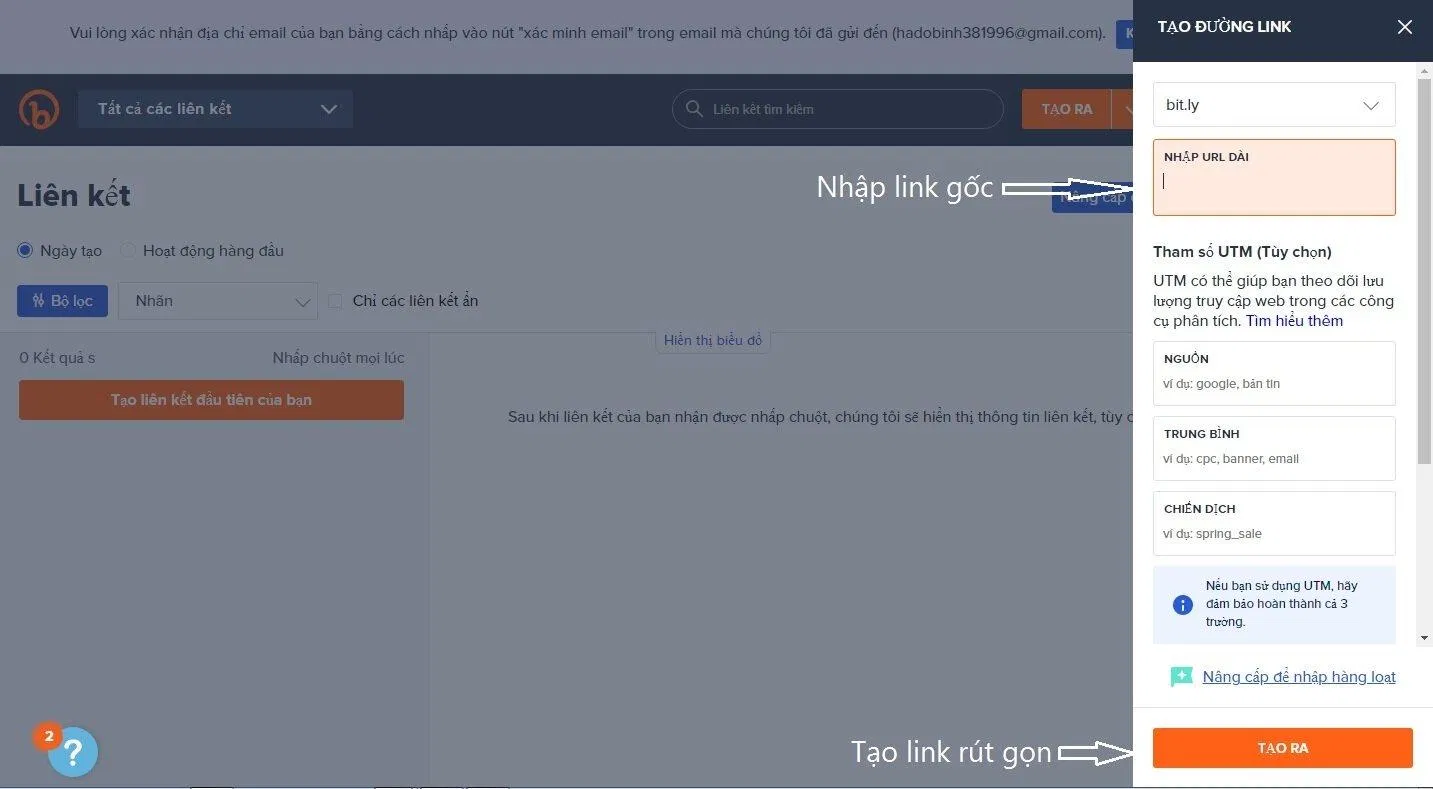 Tạo link rút gọn với Bitly (Ảnh: BlogAnChoi). Tạo link rút gọn với Bitly (Ảnh: BlogAnChoi).