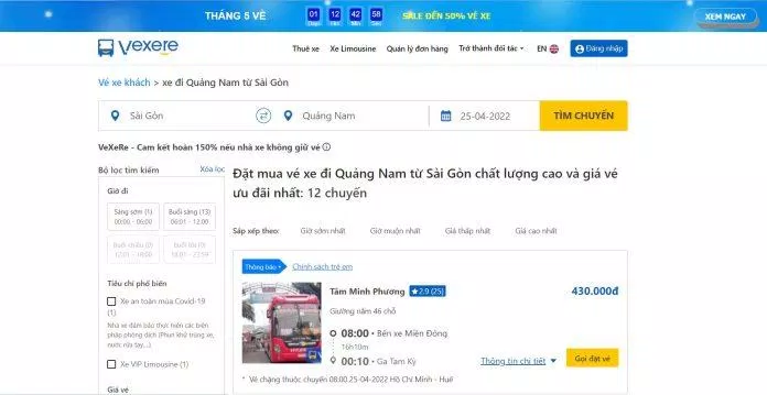 Vé xe khách từ Sài Gòn – Quảng Nam ( Nguồn: Thu Hường)