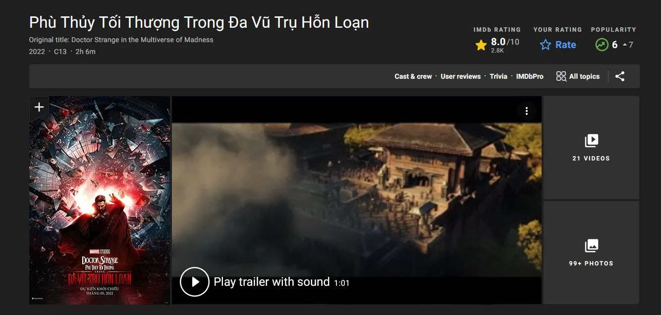 Điểm IMDB của bộ phim là một con số đáng mơ ước (Nguồn: Internet)