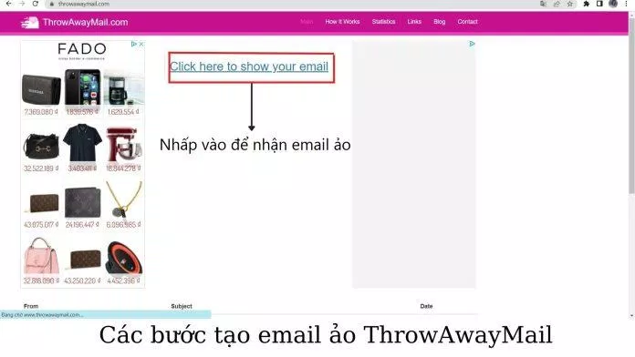 Nhấp vào dòng chữ để tạo email ảo (Ảnh: BlogAnChoi).