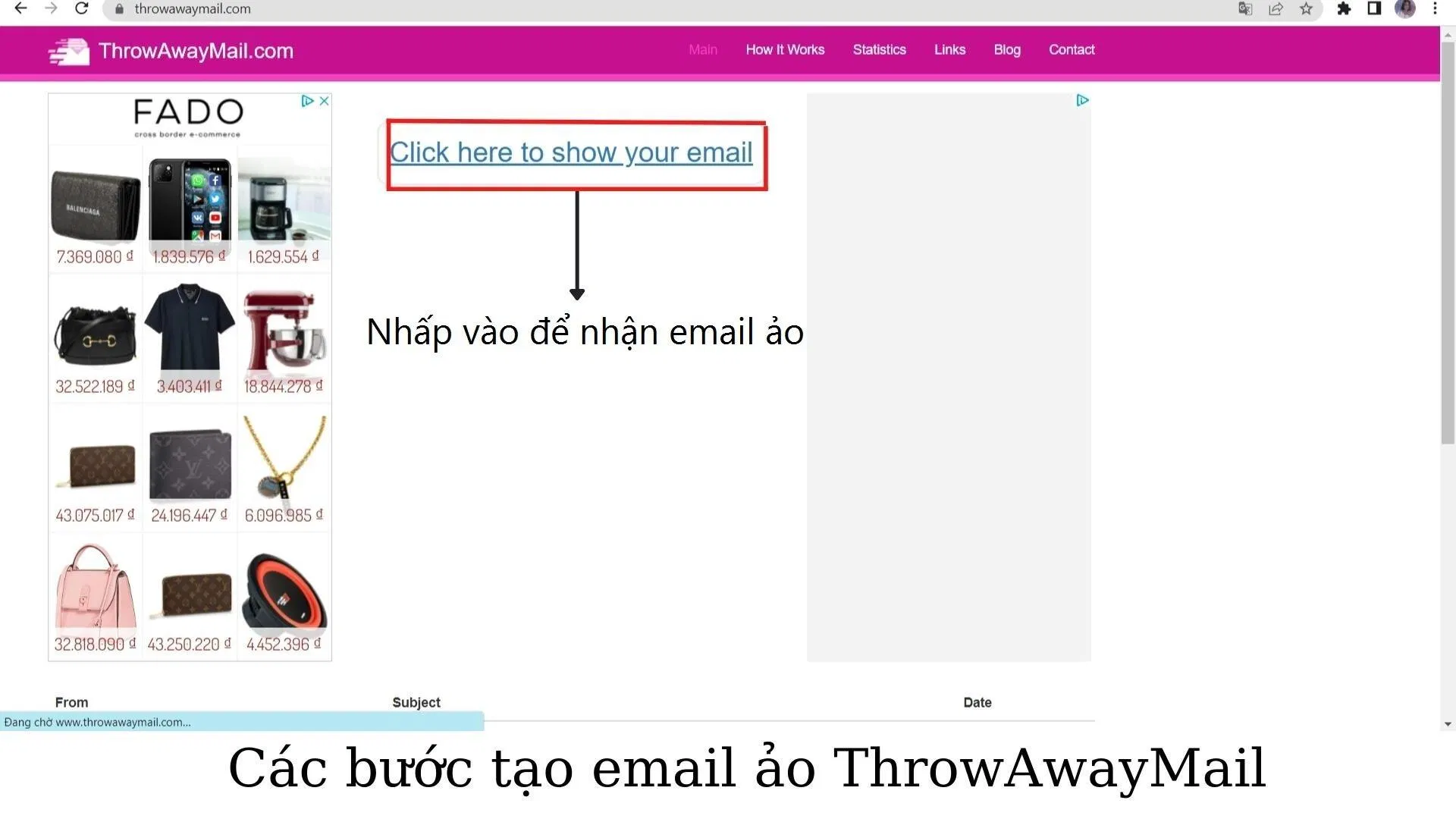 Nhấp vào dòng chữ để tạo email ảo (Ảnh: BlogAnChoi). Nhấp vào dòng chữ để tạo email ảo (Ảnh: BlogAnChoi).