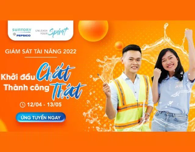 Chương trình tuyển dụng giám sát tài năng 2022 của công ty nước giải khát Suntory PepsiCo (Ảnh: Internet). Chương trình tuyển dụng giám sát tài năng 2022 của công ty nước giải khát Suntory PepsiCo (Ảnh: Internet).