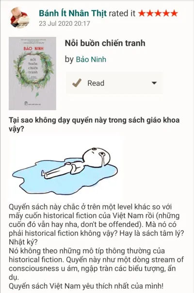 Đánh giá của booktuber Nonsense Book Stuff (Ảnh: BlogAnChoi)