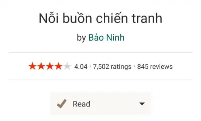 Đánh giá Nỗi buồn chiến tranh trên goodreads (ảnh: BlogAnChoi)