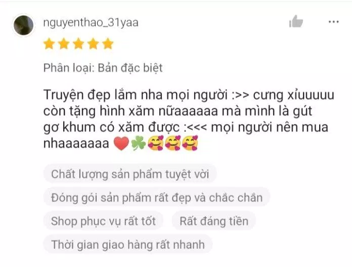 Đánh giá của độc giả (Nguồn: Tiki) Đánh giá của độc giả (Nguồn: Tiki)