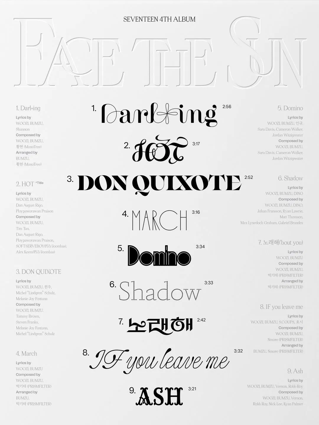 Tracklist hấp dẫn của Face The Sun cuối cùng cũng đã được công bố (Ảnh: Internet)