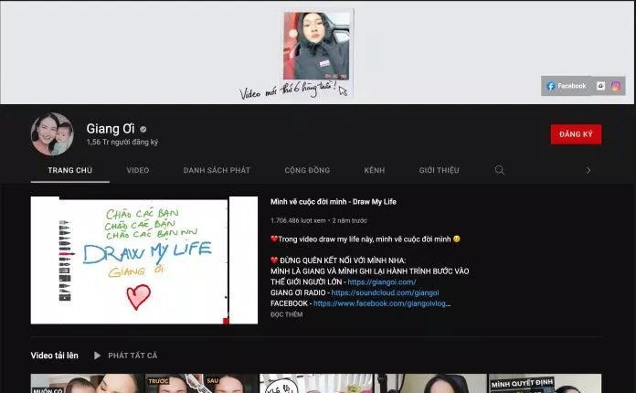Kênh YouTube Giang Ơi (Nguồn: Internet) Kênh YouTube Giang Ơi (Nguồn: Internet)