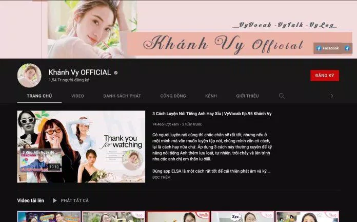 Kênh YouTube Khánh Vy OFFICIAL (Nguồn: Internet) Kênh YouTube Khánh Vy OFFICIAL (Nguồn: Internet)