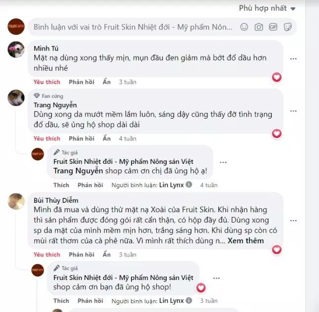 Đánh giá của khách hàng đã sử dụng qua mặt nạ tẩy da chết Xoài cát Hòa Lộc. (nguồn: Internet)
