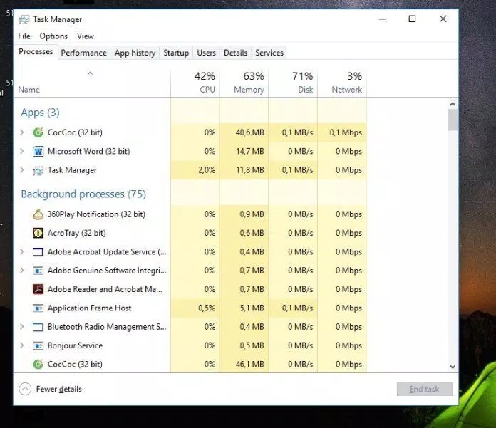 Đóng các chương trình trong Task Manager (Ảnh: Internet).
