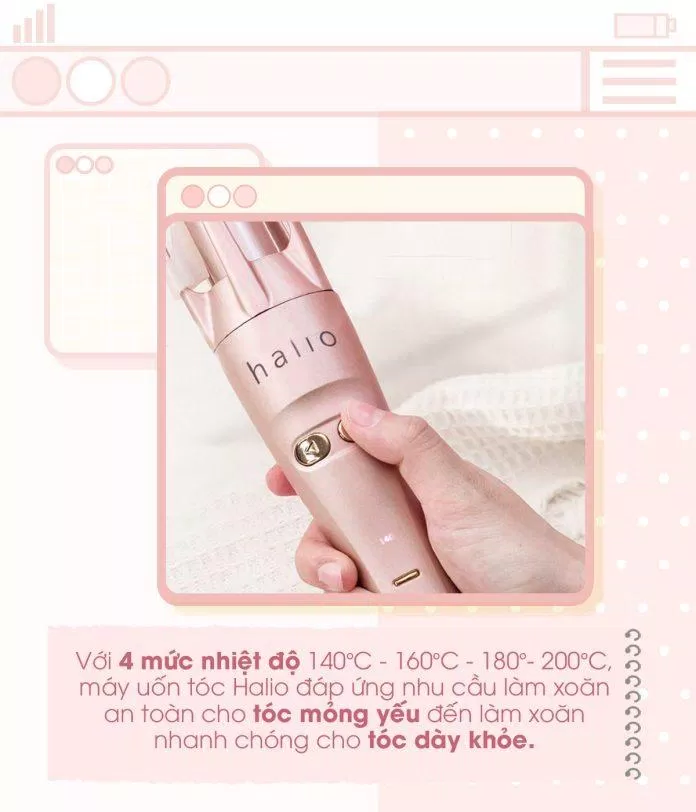 Máy uốn tóc tự xoay Halio giúp nàng thỏa thích tạo kiểu mà không sợ bị bỏng da (Nguồn: Lixibox) Máy uốn tóc tự xoay Halio giúp nàng thỏa thích tạo kiểu mà không sợ bị bỏng da (Nguồn: Lixibox)