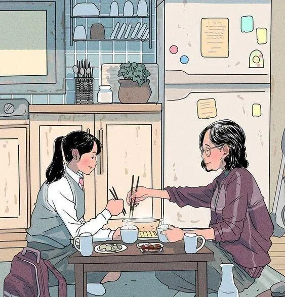 Bữa cơm ấm áp của mẹ và con gái (Ảnh: Internet) Bữa cơm ấm áp của mẹ và con gái (Ảnh: Internet)