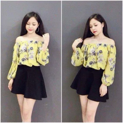 Sự kết hợp giữa chân váy xòe và áo trễ vai giúp tôn lên chiều cao của bạn (Nguồn: Internet) Sự kết hợp giữa chân váy xòe và áo trễ vai giúp tôn lên chiều cao của bạn (Nguồn: Internet)