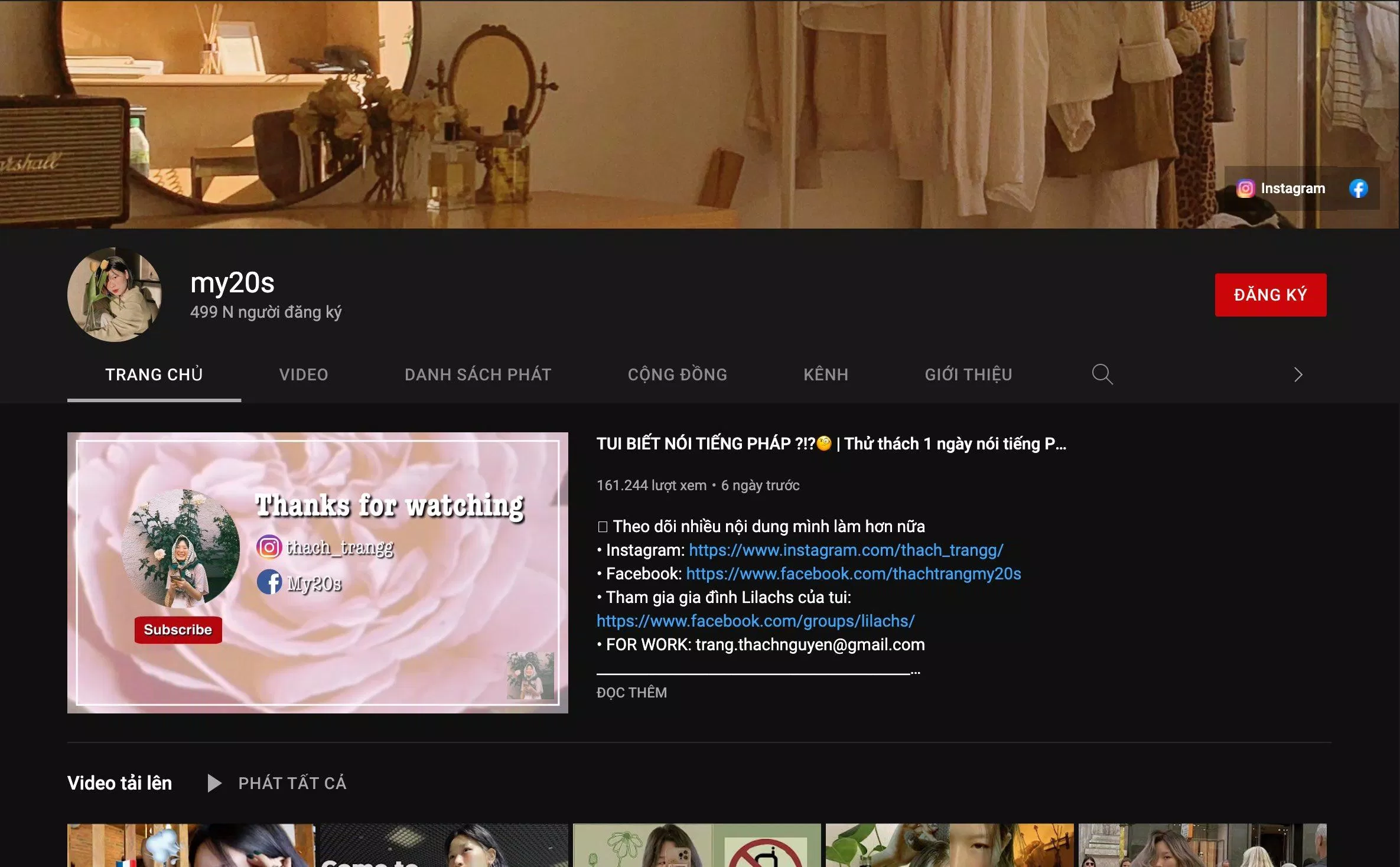 Kênh YouTube my20s (Nguồn: Internet) Kênh YouTube my20s (Nguồn: Internet)