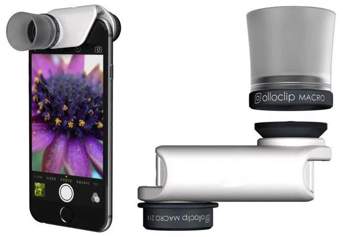 Ống kính Olloclip gắn vào điện thoại (Ảnh: Internet). Ống kính Olloclip gắn vào điện thoại (Ảnh: Internet).