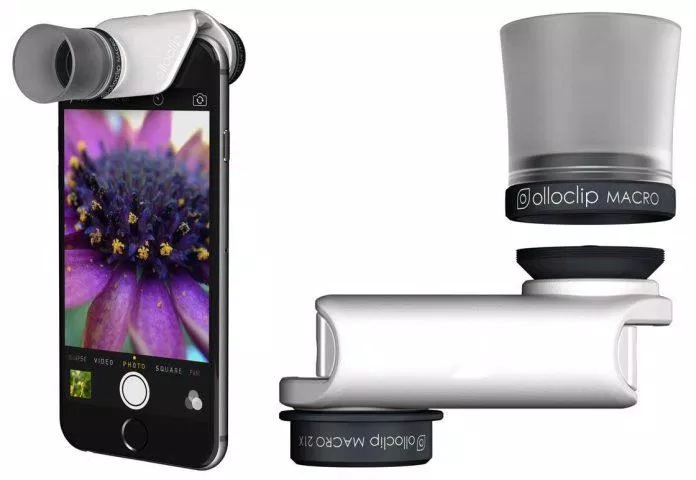 Ống kính Olloclip gắn vào điện thoại (Ảnh: Internet).