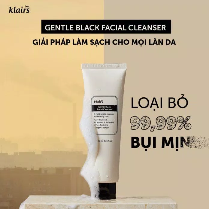Sữa rửa mặt Dear Klairs Gentle Black Facial Cleanser làm sạch lên đến 99,9% (Nguồn: Internet)