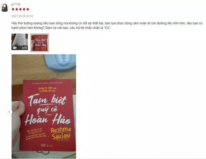 Đánh giá của bạn đọc về "Tạm biệt quý cô hoàn hảo" trên Shopee (Nguồn ảnh: BlogAnChoi) Đánh giá của bạn đọc về "Tạm biệt quý cô hoàn hảo" trên Shopee (Nguồn ảnh: BlogAnChoi)