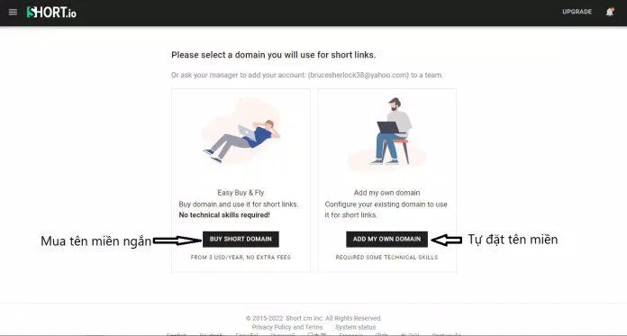 Tự đặt tên miền cho link rút gọn short.io (Ảnh: BlogAnChoi). Tự đặt tên miền cho link rút gọn short.io (Ảnh: BlogAnChoi).