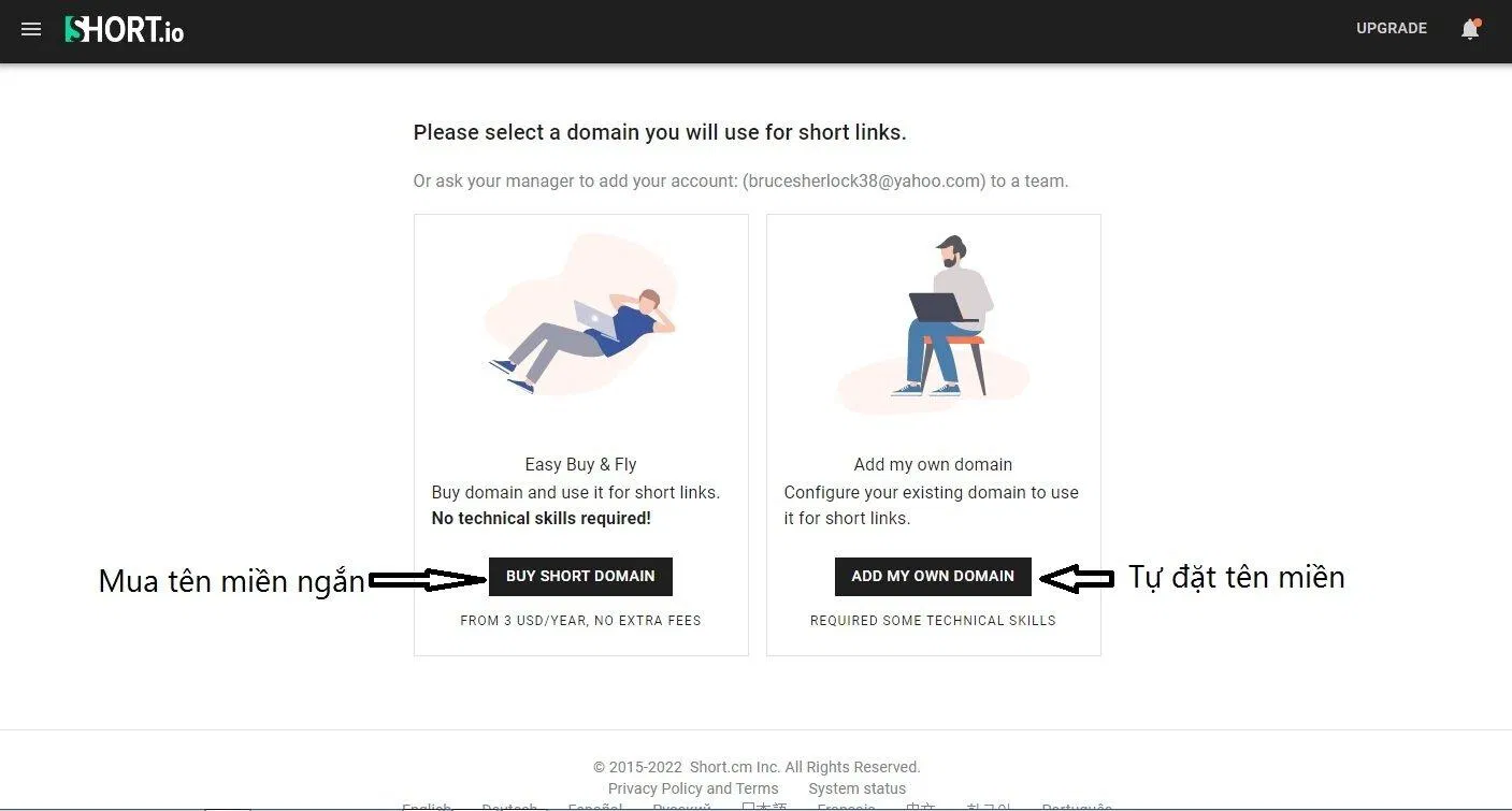 Tự đặt tên miền cho link rút gọn short.io (Ảnh: BlogAnChoi). Tự đặt tên miền cho link rút gọn short.io (Ảnh: BlogAnChoi).