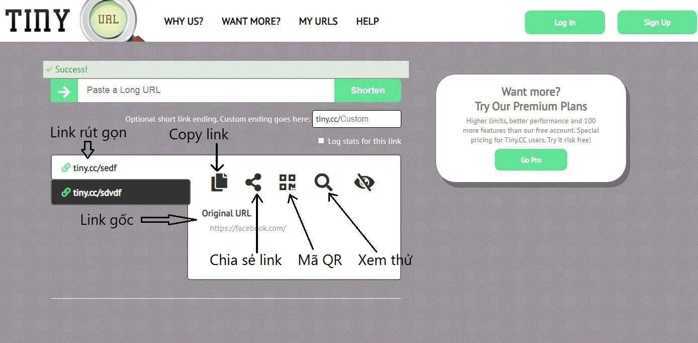 Các link rút gọn đã được tạo với tiny.cc (Ảnh: BlogAnChoi). Các link rút gọn đã được tạo với tiny.cc (Ảnh: BlogAnChoi).