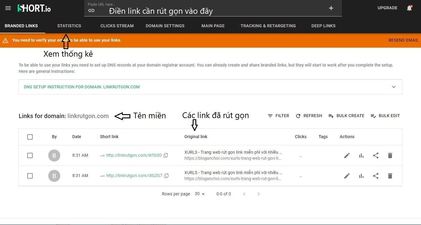 Các link rút gọn đã được tạo (Ảnh: BlogAnChoi). Các link rút gọn đã được tạo (Ảnh: BlogAnChoi).