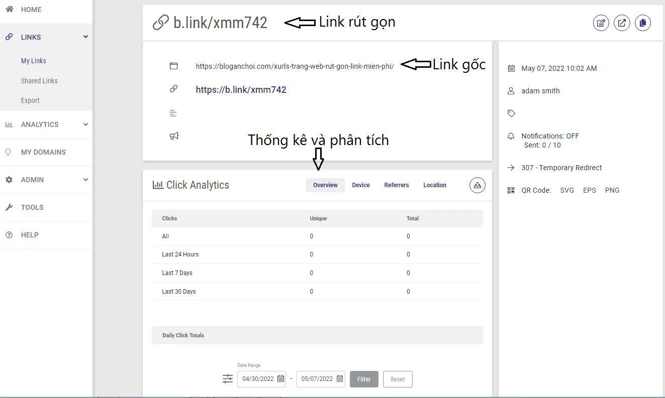 Link rút gọn đã được tạo (Ảnh: BlogAnChoi). Link rút gọn đã được tạo (Ảnh: BlogAnChoi).