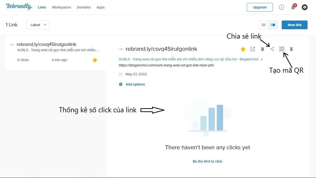 Xem thống kê của link rút gọn (Ảnh: BlogAnChoi). Xem thống kê của link rút gọn (Ảnh: BlogAnChoi).