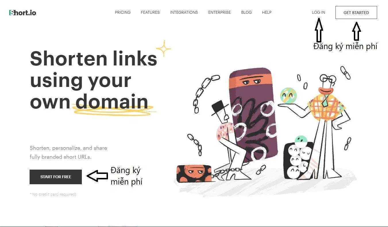 Các nút đăng ký tài khoản của short.io (Ảnh: BlogAnChoi). Các nút đăng ký tài khoản của short.io (Ảnh: BlogAnChoi).