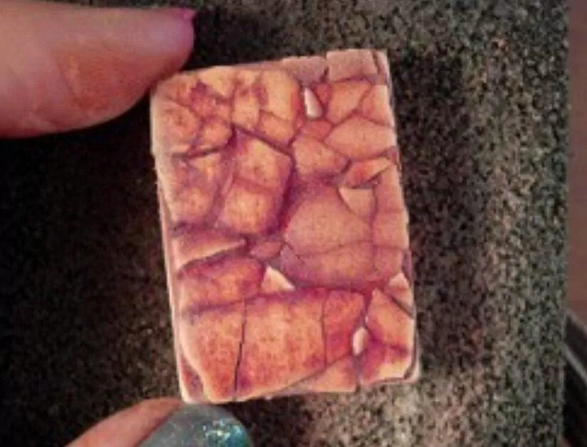 Mặt vỏ trứng sau khi phủ mực cồn và chà lên giấy nhám (Nguồn: Internet) Mặt vỏ trứng sau khi phủ mực cồn và chà lên giấy nhám (Nguồn: Internet)