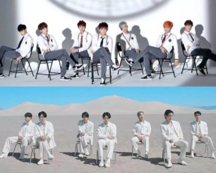 Hình ảnh 7 chàng trai trong MV "Just one day" đã được tài hiện trong MV comeback (Ảnh: Internet)