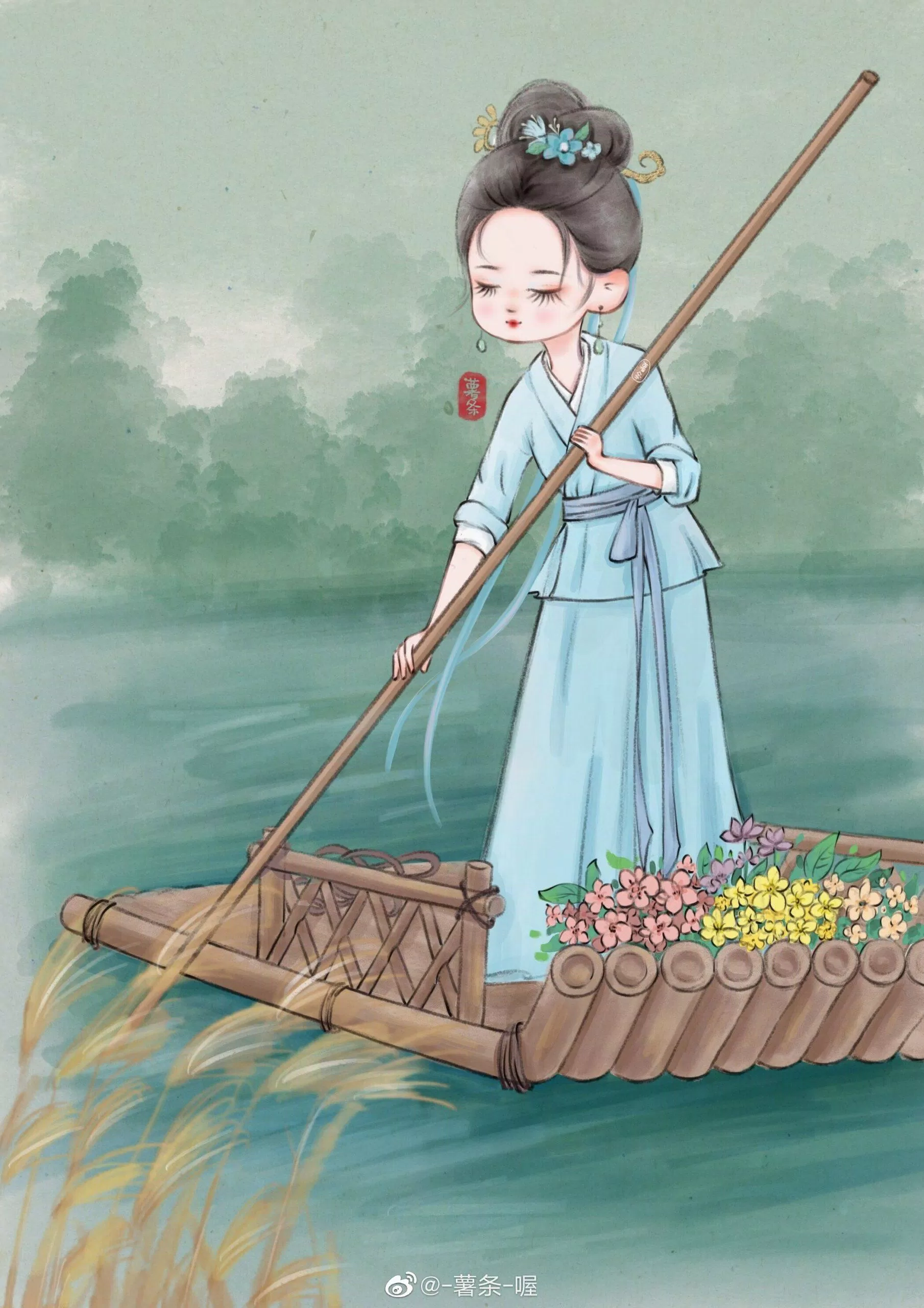 Fanart Mộng Hoa Lục phong cách chibi đáng yêu. (Ảnh: Internet) Fanart Mộng Hoa Lục phong cách chibi đáng yêu. (Ảnh: Internet)