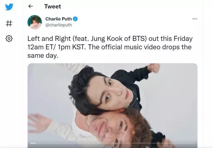 Jungkook BTS phá kỷ lục của chính mình với Left And Right trên Spotify Global BTS BTS Jungkook Charlie Puth Jung Kook Jungkook (BTS) junk kook KPOP kỷ lục Left and Right