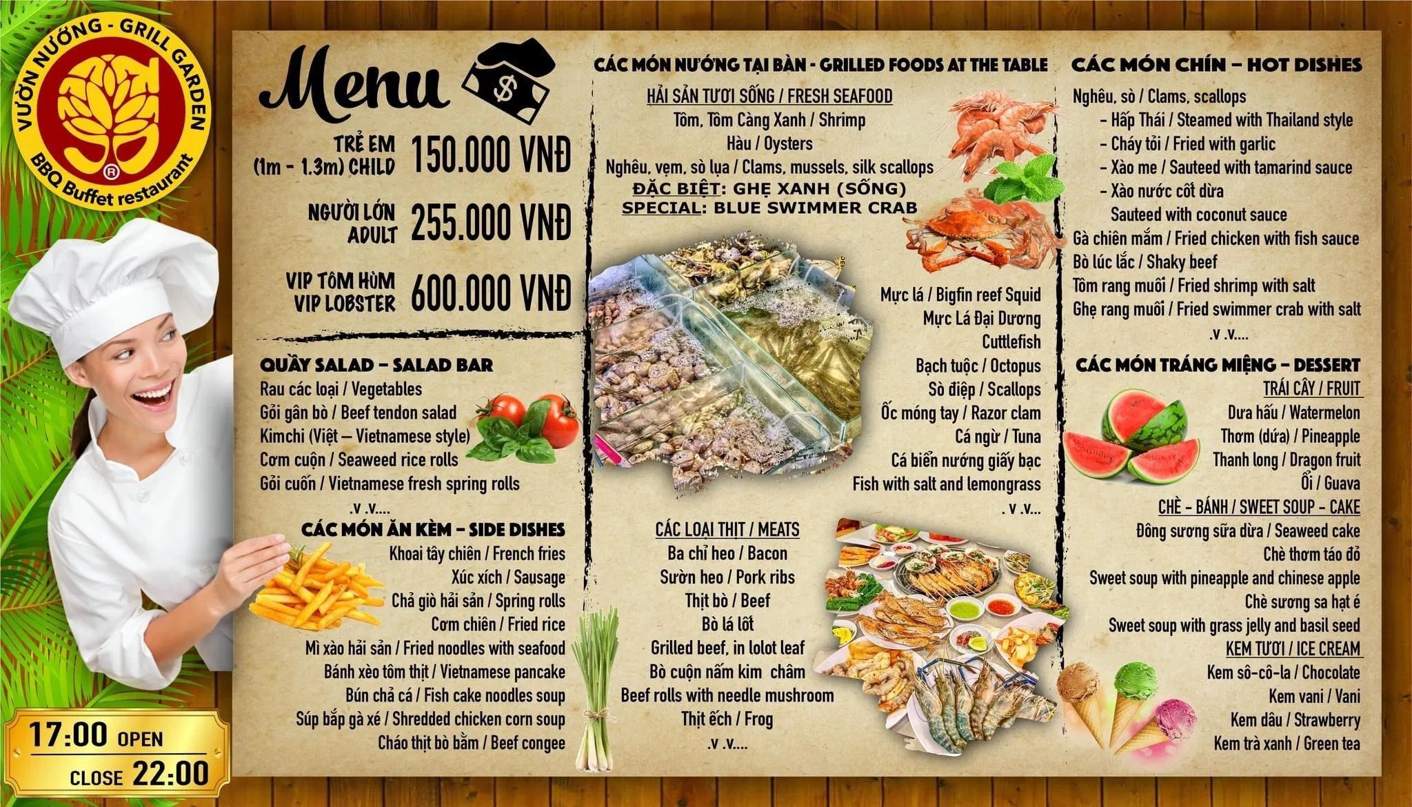Menu đồ ăn cực kỳ phong phú, có thể đốn ngã bất kỳ trái tim yếu mềm nào... (Ảnh: Internet).