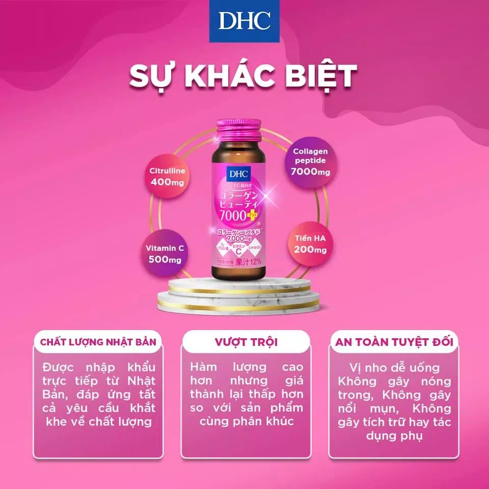 DHC Collagen Beauty 7000 Plus có chứa nhiều hoạt chất có lợi để nuôi dưỡng làn da trẻ trung, đàn hồi so với collagen dạng viên uống (nguồn: internet)