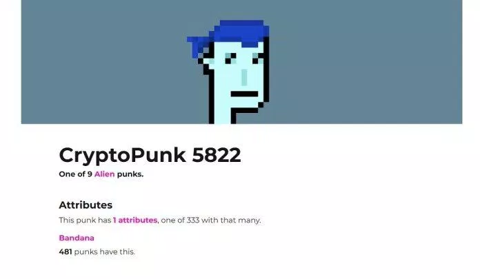Tác phẩm NFT “CryptoPunk #5822” (Ảnh: Internet).