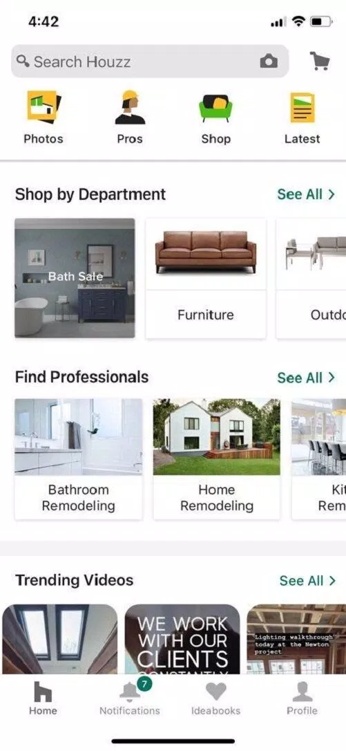 Ứng dụng Houzz thiết kế nội thất bằng AR (Ảnh: Internet).