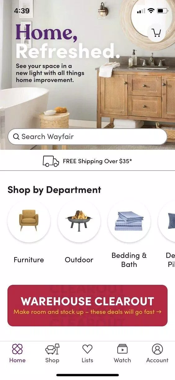 Ứng dụng Wayfair thiết kế nội thất bằng AR (Ảnh: Internet). Ứng dụng Wayfair thiết kế nội thất bằng AR (Ảnh: Internet).