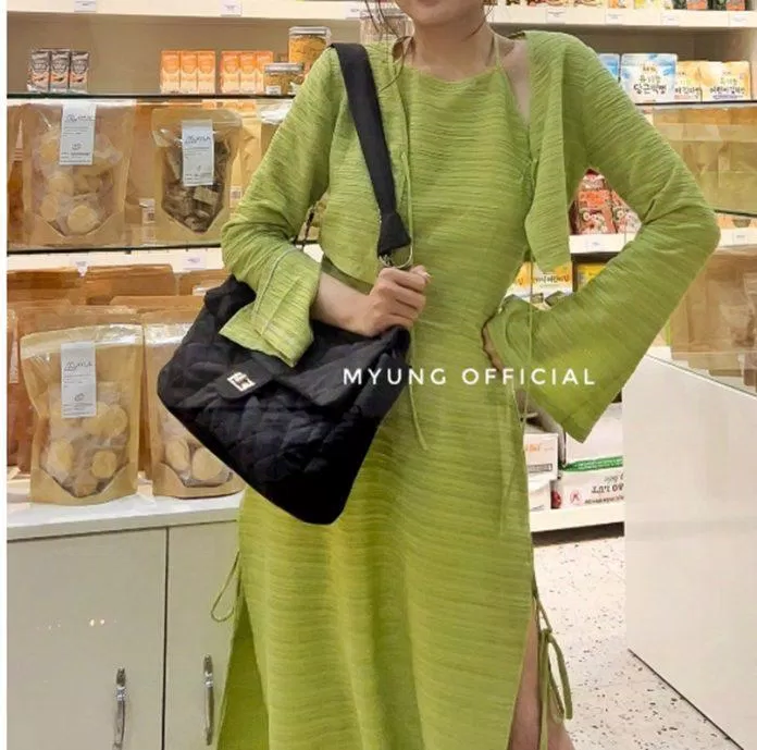 MYUNG - Set đầm yếm kèm khoác tay dài chất đũi gân lạ mắt - MAYLA SET