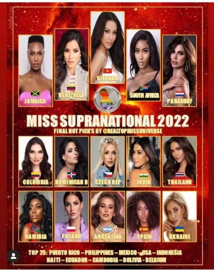 Một chuyên trang sắc đẹp khác chuyên dự đoán về Miss Universe cũng góp vui dự đoán cho Miss Supranational
