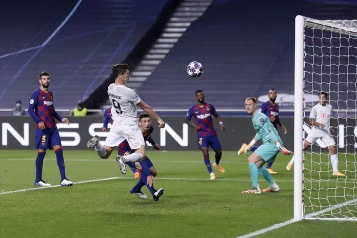 Trong trận thắng chấn động 8-2 của Bayern trước Barca, Lewy đã ghi một bàn vào lưới đội bóng mới. (Nguồn: Internet). Trong trận thắng chấn động 8-2 của Bayern trước Barca, Lewy đã ghi một bàn vào lưới đội bóng mới. (Nguồn: Internet).