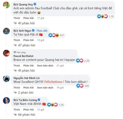 Những BLV quen thuộc đều chúc mừng cho Quang Hải. (Nguồn: Internet) Những BLV quen thuộc đều chúc mừng cho Quang Hải. (Nguồn: Internet)
