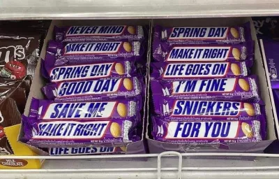 Những thanh kẹo SNICKERS x BTS xinh đẹp. (Ảnh: Internet)