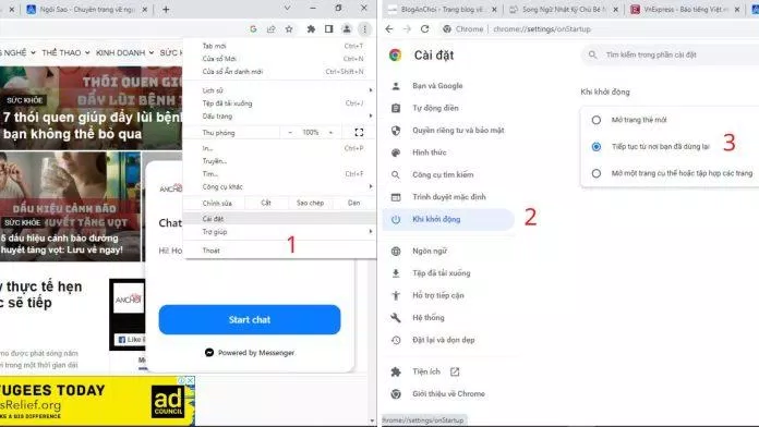 Các bước sử dụng phương pháp mặc định mở lại tab trình duyệt trên Google Chrome. (Ảnh: BlogAnChoi) Các bước sử dụng phương pháp mặc định mở lại tab trình duyệt trên Google Chrome. (Ảnh: BlogAnChoi)