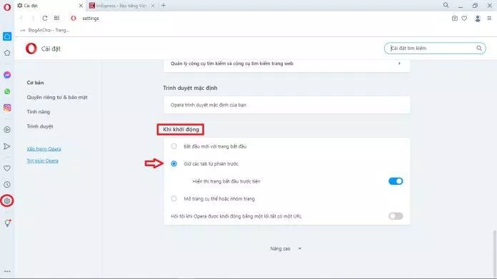 Cuối cùng, đây là cách ta cài đặt chế độ mặc định đó trên Opera. (Ảnh: BlogAnChoi) Cuối cùng, đây là cách ta cài đặt chế độ mặc định đó trên Opera. (Ảnh: BlogAnChoi)