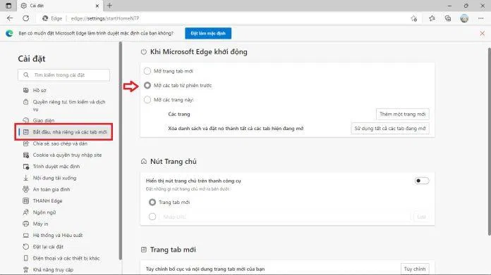Trình duyệt Microsoft Edge cũng có chức năng cài đặt mặc định mở tab tương tự. (Ảnh: BlogAnChoi) Trình duyệt Microsoft Edge cũng có chức năng cài đặt mặc định mở tab tương tự. (Ảnh: BlogAnChoi)