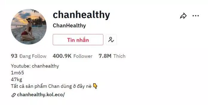 Kênh TikTok của chanhealthy. (Nguồn: Internet) Kênh TikTok của chanhealthy. (Nguồn: Internet)