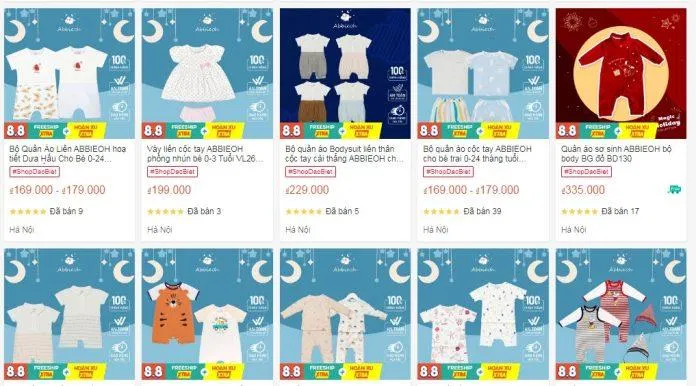 Abbie Oh được ưa thích bởi mẫu mã đa dạng. Các mom nhớ canh sale 8/8 để mua được đồ cho bé với giá ưu đãi tốt nhất nhé