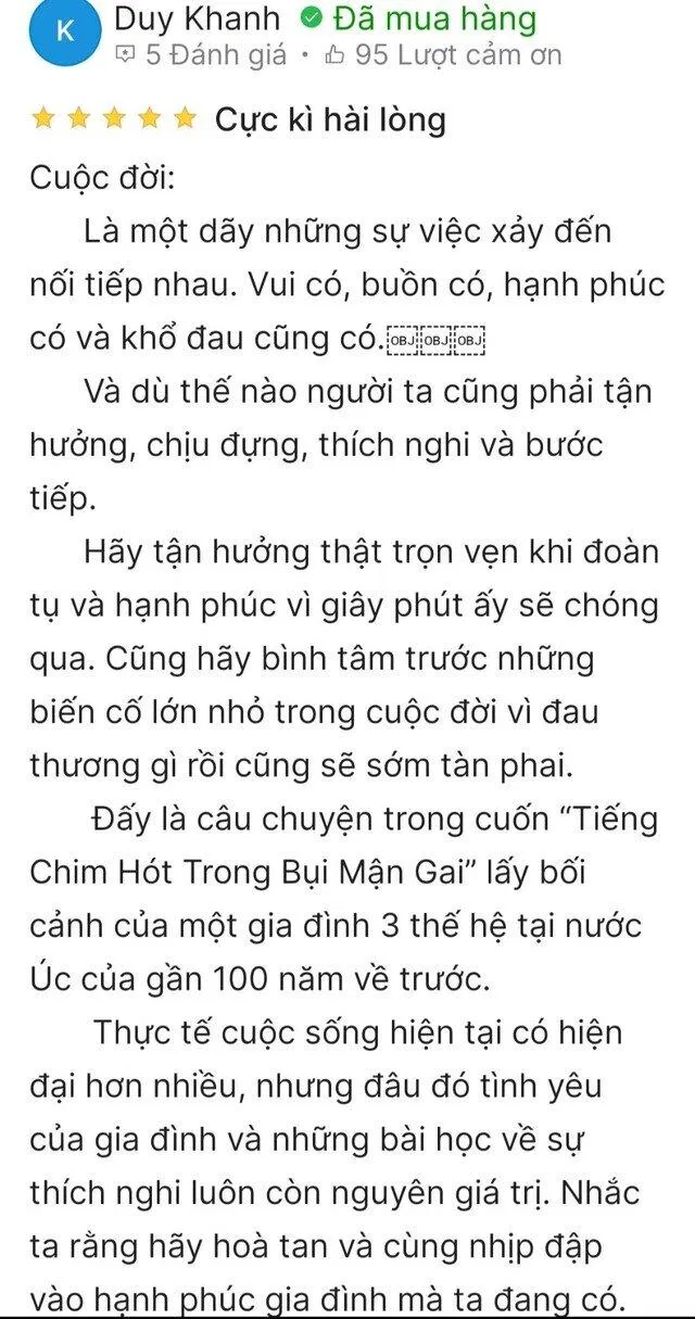 Đánh giá của độc giả trên Tiki (Nguồn: BlogAnChoii) Đánh giá của độc giả trên Tiki (Nguồn: BlogAnChoii)
